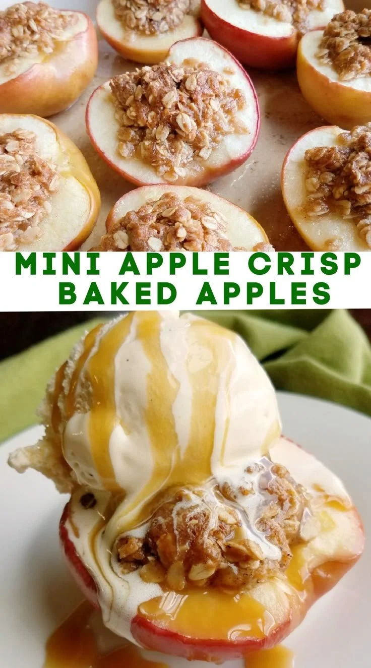 Delicious apple crisp baked apples ready to be served as a fall dessert