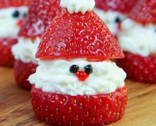 Strawberry Santas with Cheesecake Filling