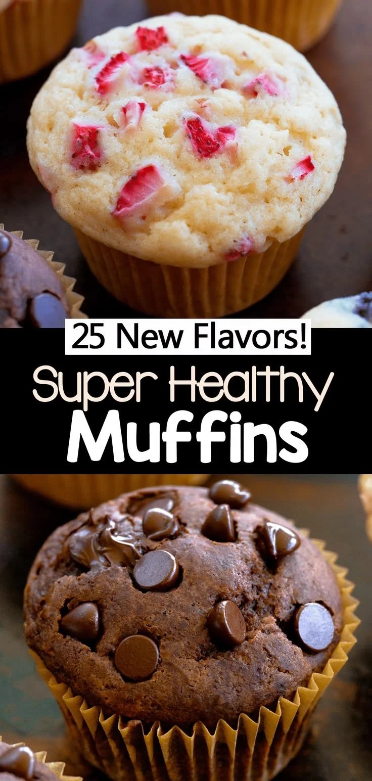 Assorted healthy muffins for breakfast and snacks, including peanut-free and egg recipes.
