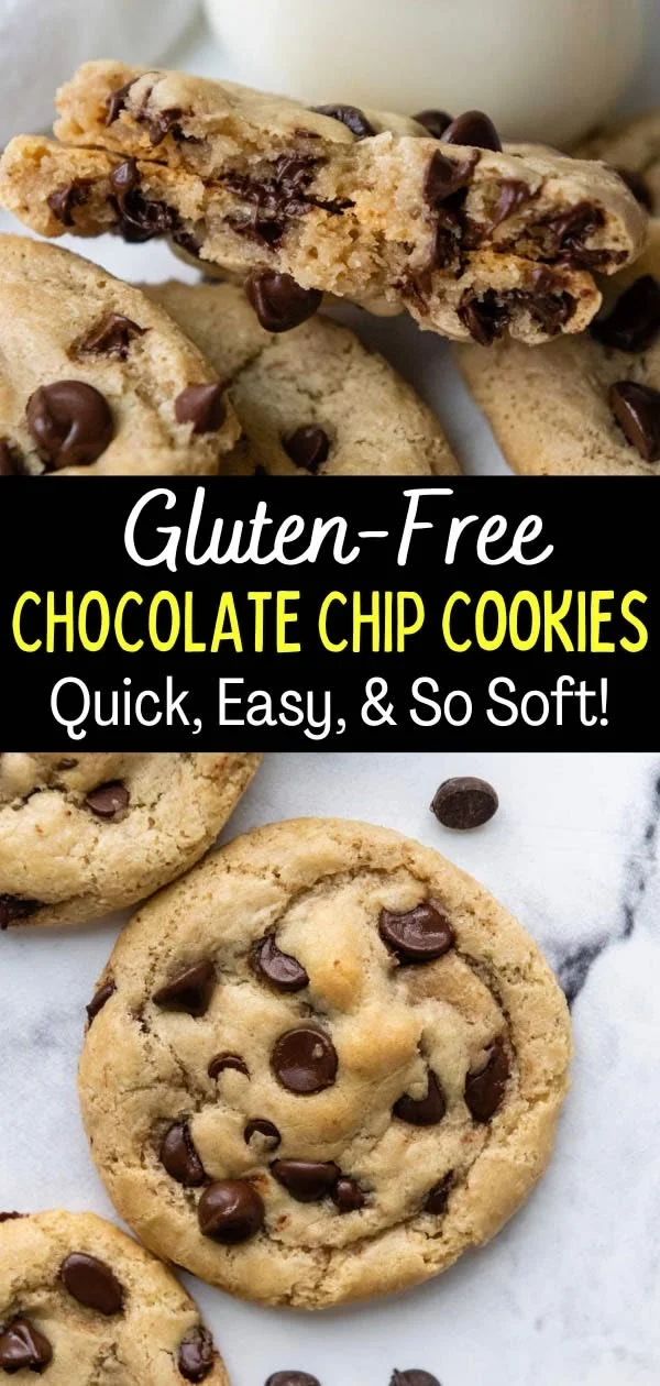 Soft gluten free chocolate chip cookies ready to eat