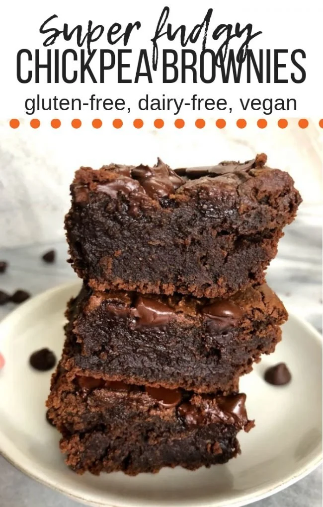 Delicious gluten-free, dairy-free, vegan Chickpea Brownies on a plate