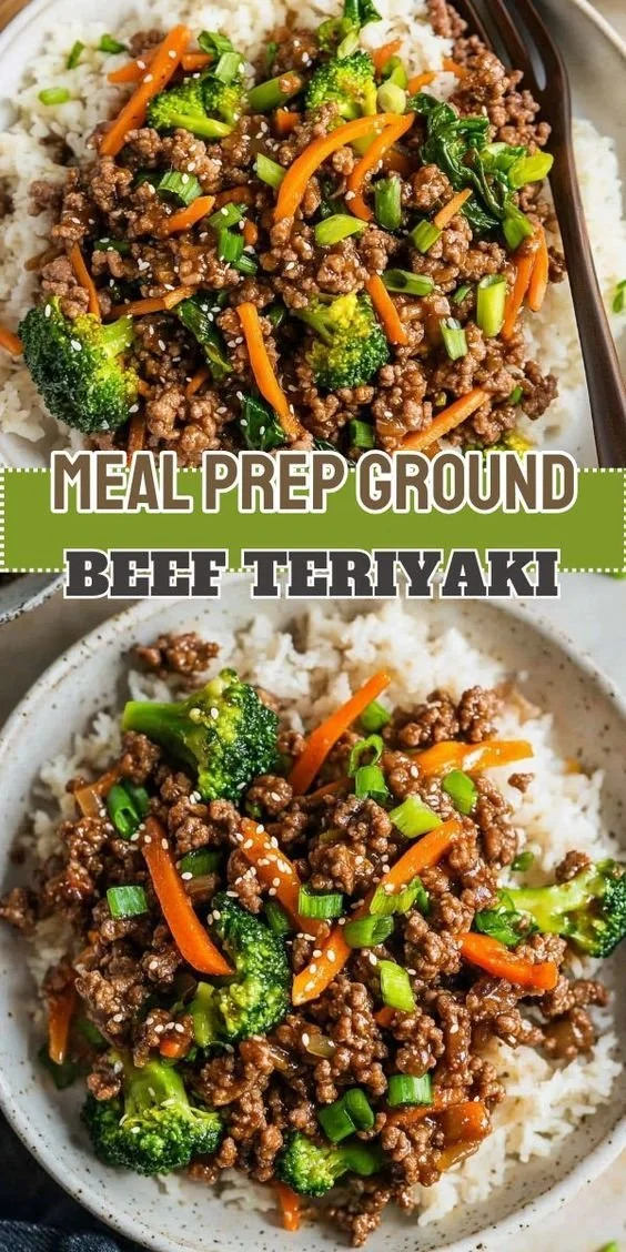 Delicious teriyaki ground beef stir-fry served with vegetables